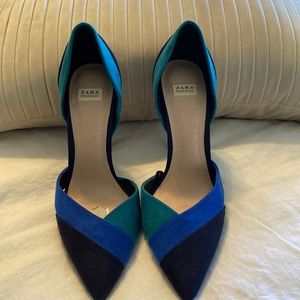 Zara Vibrant Blue and Green Heels